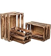 EMAX HOME Set of 3 Vintage Rustic Brown Wood Decorative Nesting Storage Crates with Handles, Farm...