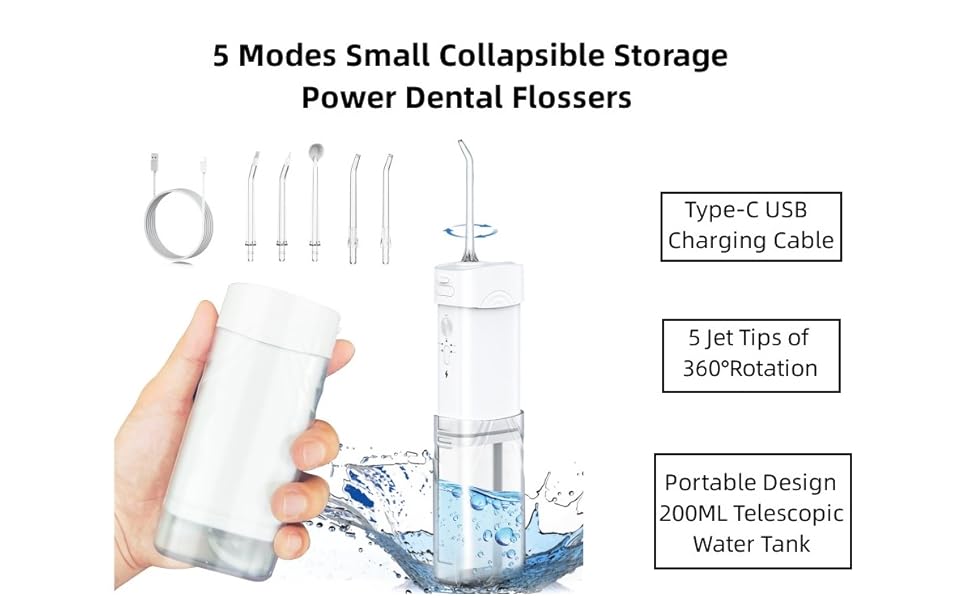 Portable Collapsible Storage 5 Modes Dental Oral Irrigator