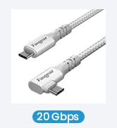 USB C to USB C 3.2 Gen 2x2 Cable Fasgear 3ft Right Angle 20Gbps 100W 4K Monitors Type C Cord