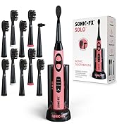 Sonic-FX Solo Electric Toothbrush w/ 10 Brush Heads + 1 Interdental, Charcoal Bristles, Rechargea...