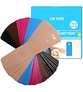 OK TAPE 100Pcs Precut Kinesiology Tape Strips, Elastic Athletic Tape for Joints Support &amp; Muscle ...