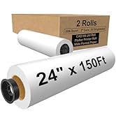 PAPRMA 24" x 150ft Wide Format Paper 2" Core, White Plotter Paper CAD Bond 2 Rolls