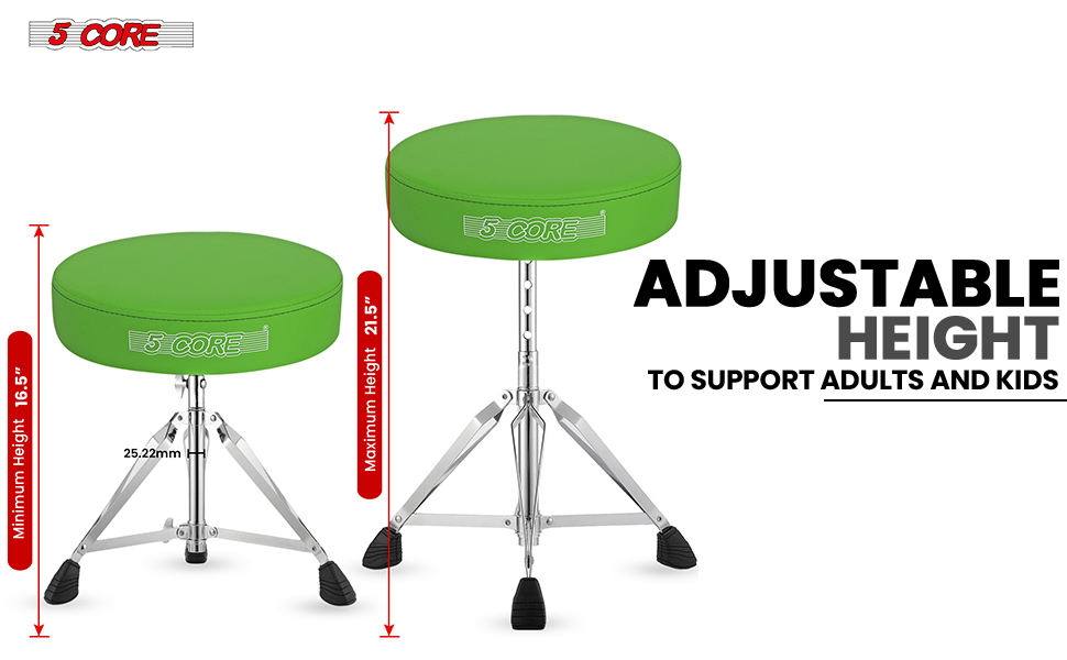 5 CORE Drum Throne Height Adjustable Guitar Stool Thick Padded Memory Foam 