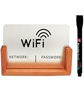 Wifi Sign for Guests with Mark Pen, Wooden Base Wifi Password Sign for Home, Cafe, Office, Dorms,...