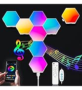 Hexagon Lights Gaming Wall Panels - 8 Pack Hexagon LED Lights with APP and Remote Smart Modular R...