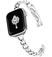 Newlibery Slim Silver Band for Women Feminine Elegant Compatible with Apple Watch 38mm 40mm 41mm ...