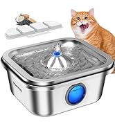 Cat Water Fountain Stainless Steel, 4L/135oz Pet Fountain, Automatic Dog Drinking Dispenser with ...