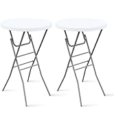 FROASISPRO 28” Round Folding Bar Table, High Top Cocktail Table with Locking Mechanism, HDPE Wate...