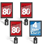 Estleys 4 Pcs Stanchion Sign Holder 8.3 x 11.7, Portrait Post Top Stand Poster Display, Double Si...