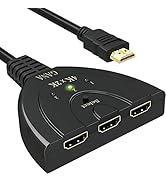 HDMI Switch, GANA 4K HDMI Splitter 3 in 1 Out, 3-Port HDMI Switcher Selector with Pigtail HDMI Ca...