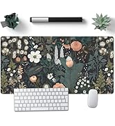 Nasdalgias Dark Flower Desk Mat Floral Plants Mouse Pad Aesthetic Wildflowers Large Gaming Mousep...