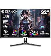 ZER-LON 32 Inch 4K UHD (3840 x 2160) Computer Monitor, IPS 60Hz Ultra-Clear Screen, 100% sRGB, Ey...