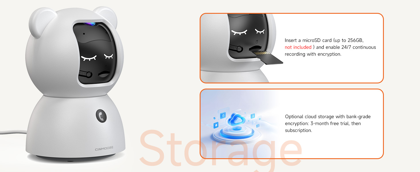 indoor pet camera, Local and Cloud Storage