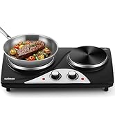 Hot Plate, CUSIMAX Electric Burners for Cooking, 1800W Double Burner, Hot Plates for Countertop B...