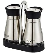 Salt and Pepper Shakers Set, Stainless Steel with Glass Bottle for Table, RV, Camp, BBQ, Set of 2