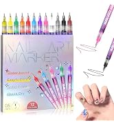 ZMRZ Nail Art Pens Set, 12 Colors Water-Based Nail Design Markers, 0.5mm Fine Tip for 3D Drawing,...