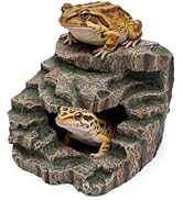 Resin Reptile Cave Hideout, Rock-Style Basking Platform, Aquarium and Terrarium Decor, Ideal for ...