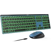 seenda COE64-3 Pro Wireless Bluetooth Keyboard Mouse Combo, 7-Color Backlit | USB/Bluetooth multi...