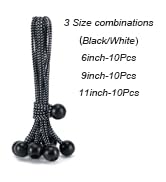 30 Pack Ball Bungee Cord, 6,9,11 Inch Heavy Duty Bungie Cord Balls Canopy Tarp Tie Down Bungee Ba...
