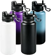 32 oz Insulated Water Bottle with 2-in-1 Straw and Spout Lid,Double Wall Vacuum Sports Water Bott...