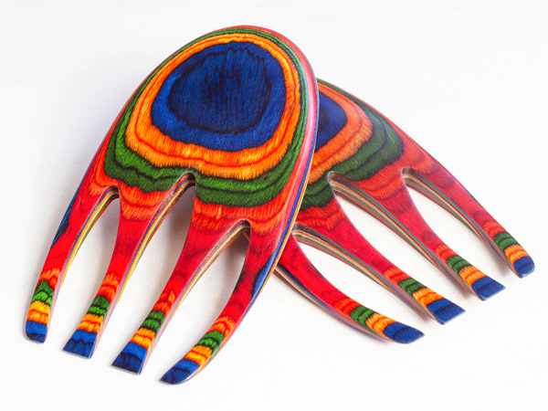 Baltique Marrakesh Salad Hands server serving utensil set colorful toss tongs fork host party wooden