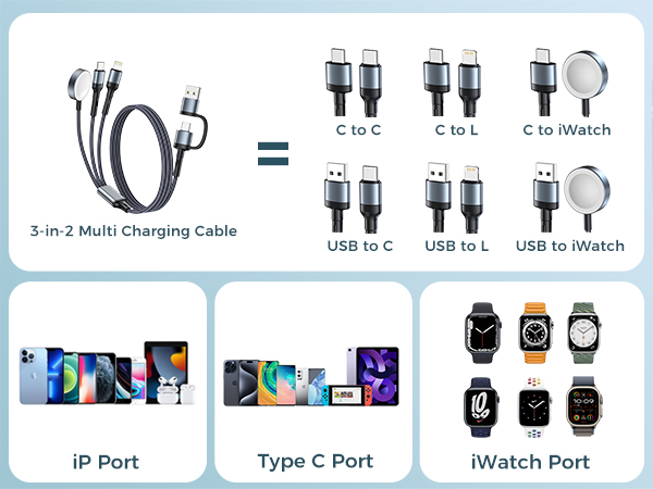 multi charging cable travel essentials for apple watch iPhone charger