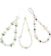 BEEFLYING Beaded Phone Charm Wrist Straps Y2K Phone Bracelet Lanyard, Cute Cyrstal Butterfly Flow...