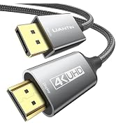 UANTIN 4K DisplayPort to HDMI Cable 10Ft | 1080P@120Hz,1440P/2K@60Hz Uni-Directional DP to HDMI M...
