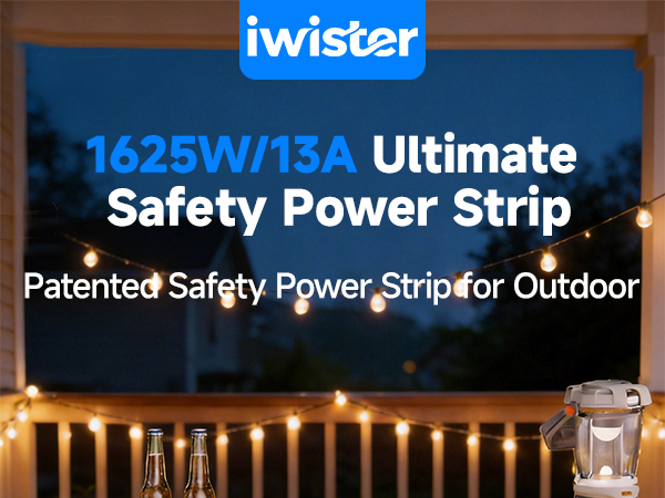 Outdoor Power Strip, 5 Ft, 1625W/13A IPX6 Waterproof, for Courtyard, Garage, Workshop, Camping, RV