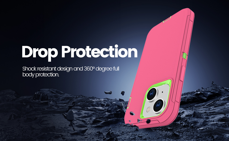 shock resistant design and 360 degree full body protection drop protection for iphone 14