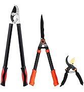 Lopper Hedge Shear &amp; Pruner Combo Set, YRTSH 3-Piece Gardening Tool, Heavy Duty Tree &amp; Shrub Care...