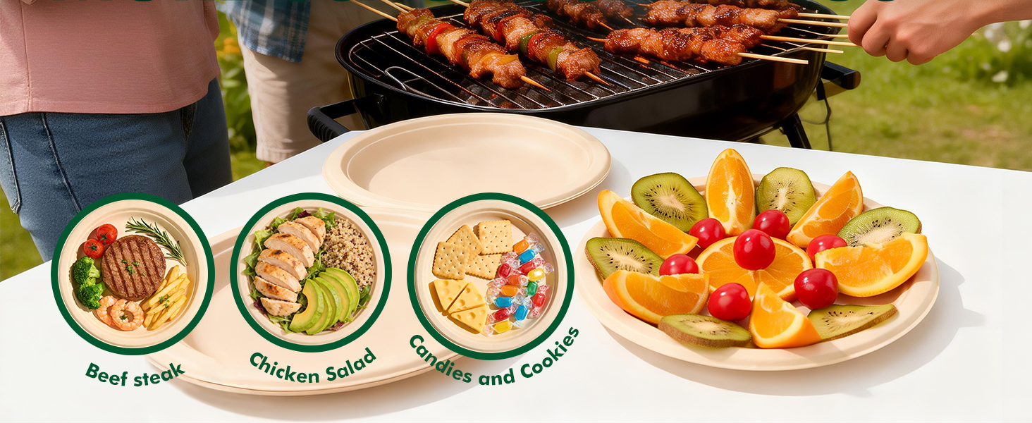 For Beef steak, Chicken salad, Candies and Cookies