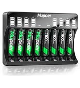 Mupoer LCD Battery Charger with 8 x AAA Rechargeable Batteries, Individual AA AAA Battery Charger...