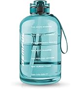 GEMFUL 3 Liter Water Bottle with Straw 101oz BPA-Free Leakproof Time Marker Handle for Gym Sports...