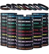 100 Pieces Motivational Wristbands Bulk for Student Colored Inspirational Rubber Bands Students I...