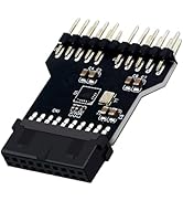 WLGQ USB 3.0 19/20 PIN to Dual Motherboard USB 2.0 9PIN Adapter, Black PCB Board, Computer Intern...