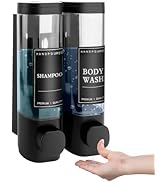 MEKOTRIN Shampoo and Conditioner Dispenser, Shower Soap Dispenser Wall Mounted 2 Chamber 300ml, R...