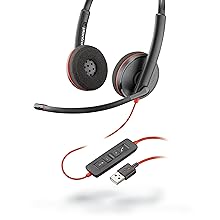poly plantronics blackwire 3220 usb-a headset stereo corded wired plug in mic microphone pc