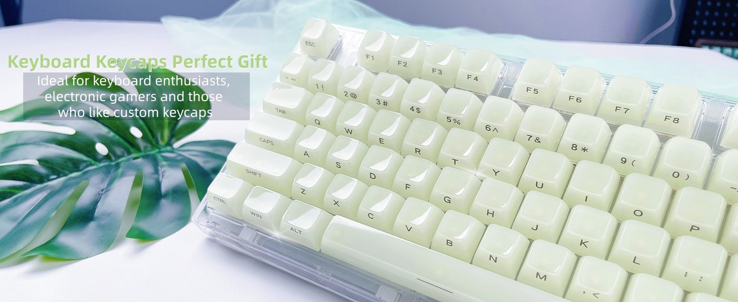 Womier Keyboard Keycaps Jelly - Ceramic Keycaps Style, Clear Creamy Green Key Cap
