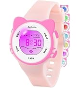 Ayybboo Kids Digital Watches for Girls Boys, 7 Color Lights Waterproof Cute Wristwatches for Kids...