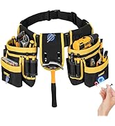 Tool Belt,Magnetic Tool Pouch,27-Pockets Heavy Duty Padded Tool Belts for Men,Detachable &amp; Adjust...