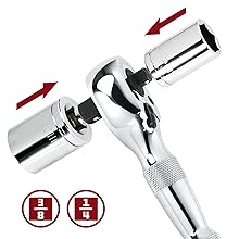 Powerbuilt 1/4" x 3/8" Drive Stubby Dual Head Ratchet Handle