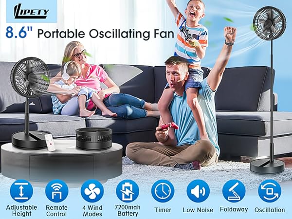 Foldable Oscillating Standing Fan