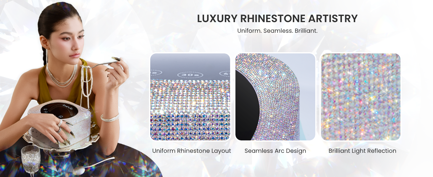luxury rhinestone design uv lamp to match your nail desk