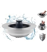 Hibbent Upgraded 3 in 1 Kitchen Sink Drain Strainer and Stopper Combo, Stainless Steel Metal Pop ...