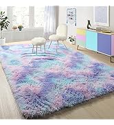 PAGISOFE Cute Furry Pastel Rug for Girls Bedroom, Soft Purple Shag Tent Rugs for Livingroom, Kids...