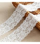 LYXMYGS Lace Trim Ribbon, 5-Yard White Lace Ribbon, 2.36 Inch Width White Laces Trims Delicate Fl...