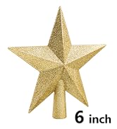 URATOT Glittered Christmas Star Tree Topper Christmas Decorative Holiday Treetop Shatterproof Sta...