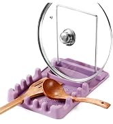 Mage Crab Silicone Utensil Rest with Foldable Stainless Steel Lid Holder – Multi-Slot Spoon &amp; Spa...
