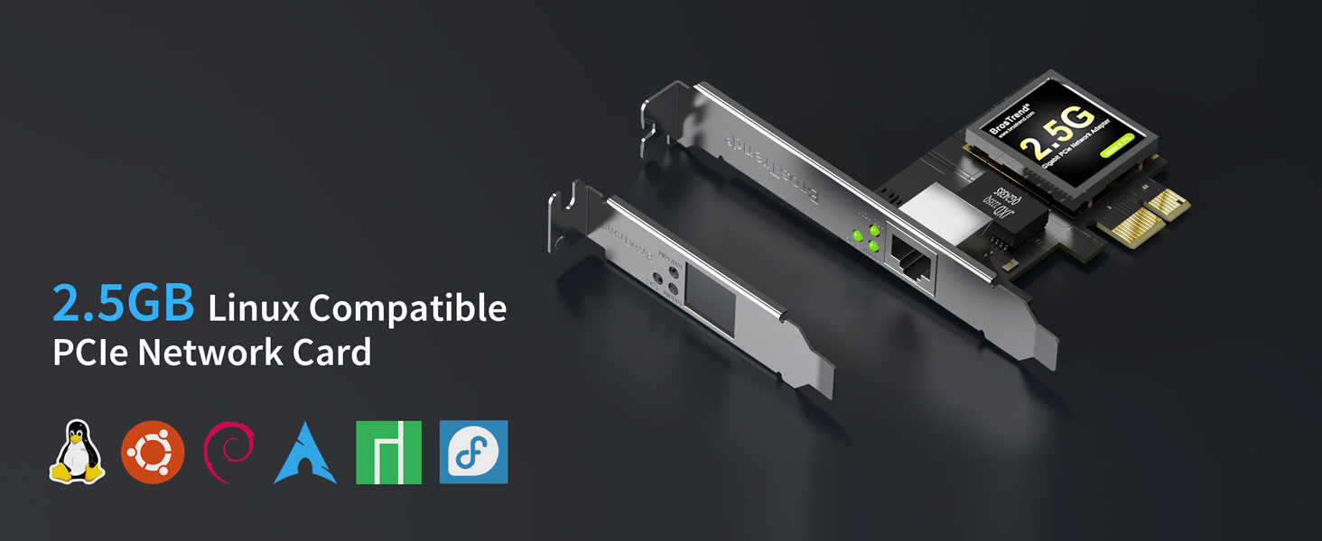 2.5GB Linux Compatible PCIe Network Card for All Linux Distributions with Kernel 5.9 or Later